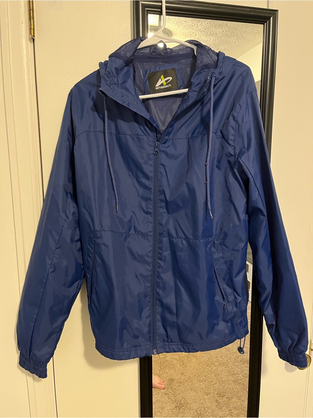 Athletech Navy and Lime Green Mesh-Lined Athletic Jacket